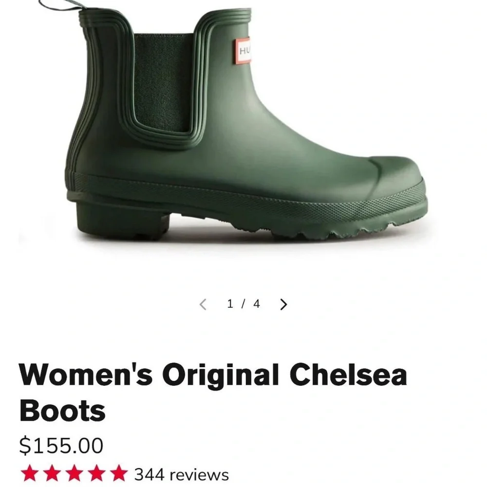 New Hunter Ladies' Ankle Rain Boot Original Chelsea Waterproof Green Bootie